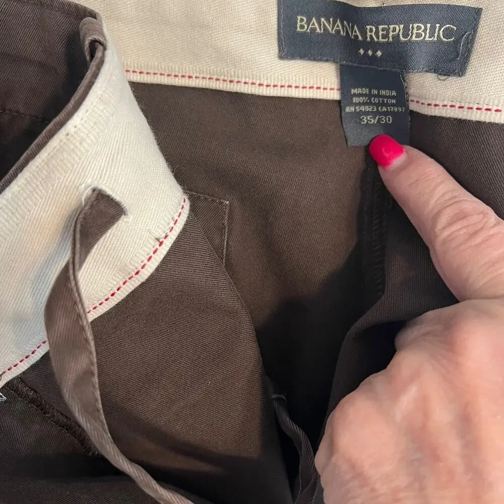 Vintage Banana Republic Pants Mens 35x30 Brown Relaxed Straight Leg Work Casual